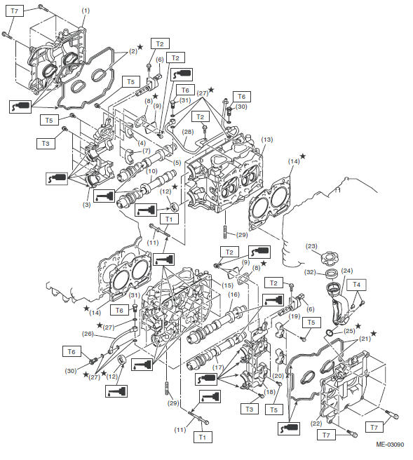 ГОЛОВКА БЛОКА ЦИЛИНДРОВ И РАСПРЕДЕЛИТЕЛЬНЫЙ ВАЛ Subaru Impreza двигатель 2.5